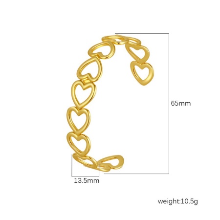 Picture of Wholesale Heart 304 Stainless Steel Open Cuff Bangles Bracelets, 18K Gold Plated Eco-friendly PVD Vacuum Plating, Women's Valentine's Day Stylish Gift Jewelry Supply, 1 Piece