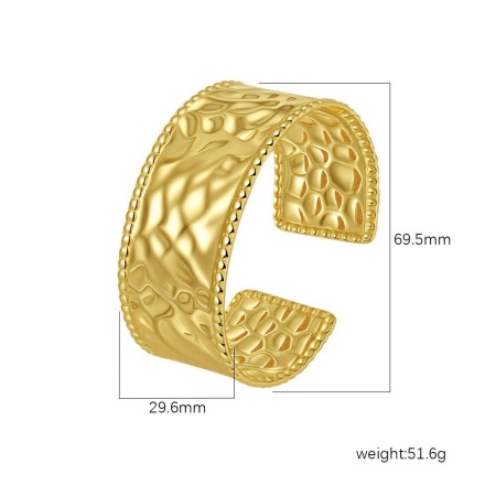 Immagine di 304 Acciaio Inossidabile Aprire Braccialetti All'Ingrosso, Placcato Oro 18K Placcatura Sottovuoto PVD Ecologica, Donne Semplice Elegante Regalo Fornitura di Gioielli, 1 Pz