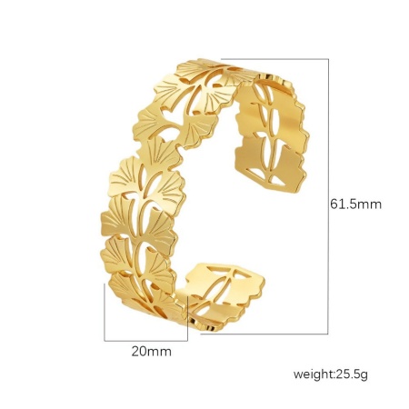 Picture of Wholesale 304 Stainless Steel Open Cuff Bangles Bracelets, 18K Gold Plated Eco-friendly PVD Vacuum Plating, Women's Simple Stylish Gift Jewelry Supply, 1 Piece