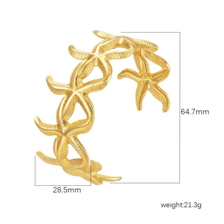 Picture of Wholesale 304 Stainless Steel Open Cuff Bangles Bracelets, 18K Gold Plated Eco-friendly PVD Vacuum Plating, Women's Simple Stylish Gift Jewelry Supply, 1 Piece