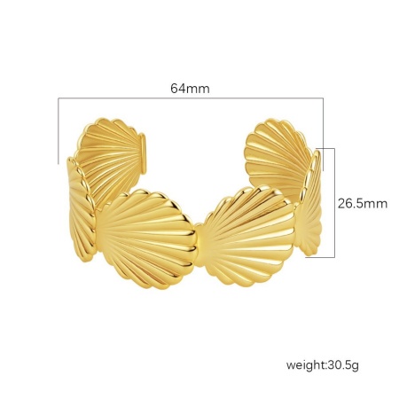 Immagine di 304 Acciaio Inossidabile Aprire Braccialetti All'Ingrosso, Placcato Oro 18K Placcatura Sottovuoto PVD Ecologica, Donne Semplice Elegante Regalo Fornitura di Gioielli, 1 Pz