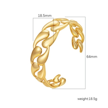 Picture of Wholesale 304 Stainless Steel Open Cuff Bangles Bracelets, 18K Gold Plated Eco-friendly PVD Vacuum Plating, Women's Simple Stylish Gift Jewelry Supply, 1 Piece