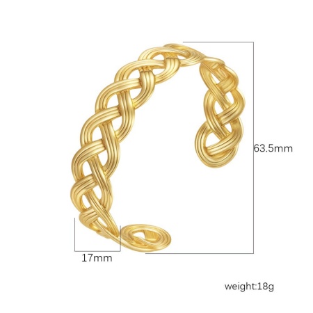 Picture of Wholesale 304 Stainless Steel Open Cuff Bangles Bracelets, 18K Gold Plated Eco-friendly PVD Vacuum Plating, Women's Simple Stylish Gift Jewelry Supply, 1 Piece