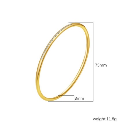 Picture of Wholesale 304 Stainless Steel Bangles Bracelets, 18K Gold Plated Eco-friendly PVD Vacuum Plating, Women's Simple Stylish Gift Jewelry Supply, 1 Piece