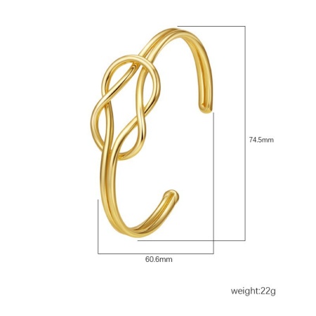 Picture of Wholesale 304 Stainless Steel Open Cuff Bangles Bracelets, 18K Gold Plated Eco-friendly PVD Vacuum Plating, Women's Simple Stylish Gift Jewelry Supply, 1 Piece