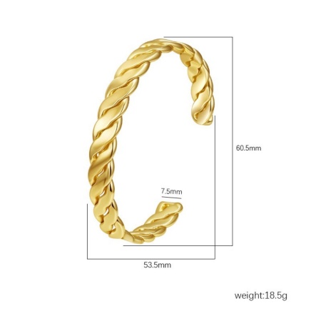 Picture of Wholesale 304 Stainless Steel Open Cuff Bangles Bracelets, 18K Gold Plated Eco-friendly PVD Vacuum Plating, Women's Simple Stylish Gift Jewelry Supply, 1 Piece