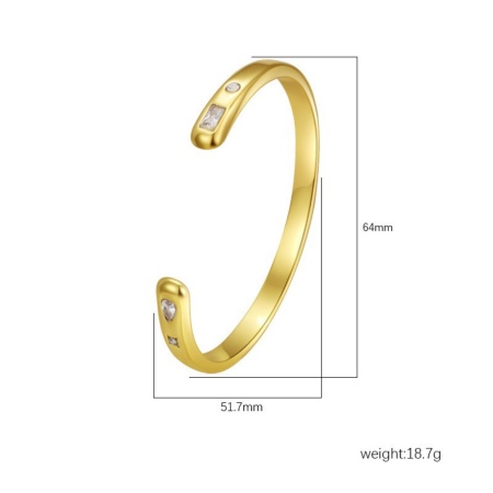 Picture of Wholesale 304 Stainless Steel Open Cuff Bangles Bracelets, 18K Gold Plated Eco-friendly PVD Vacuum Plating, Women's Simple Stylish Gift Jewelry Supply, 1 Piece