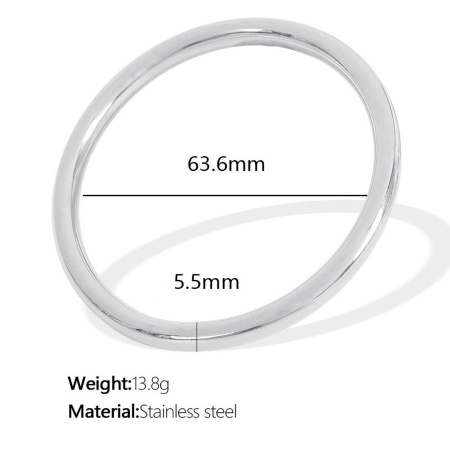 Picture of Wholesale Smooth Blank 304 Stainless Steel Bangles Bracelets, Silver Tone Eco-friendly, Women's Simple Stylish Gift Jewelry Supply, 6.3cm Dia., 1 Piece