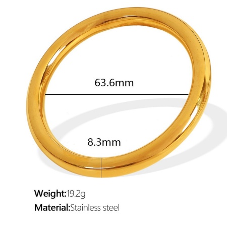 Picture of Wholesale Smooth Blank 304 Stainless Steel Bangles Bracelets, 18K Gold Plated Eco-friendly PVD Vacuum Plating, Women's Simple Stylish Gift Jewelry Supply, 6.3cm Dia., 1 Piece