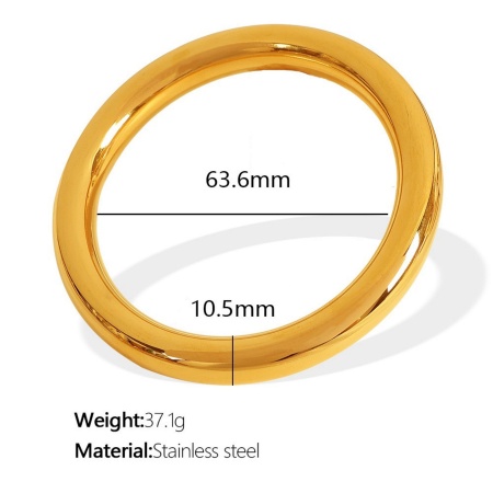 Picture of Wholesale Smooth Blank 304 Stainless Steel Bangles Bracelets, 18K Gold Plated Eco-friendly PVD Vacuum Plating, Women's Simple Stylish Gift Jewelry Supply, 6.3cm Dia., 1 Piece