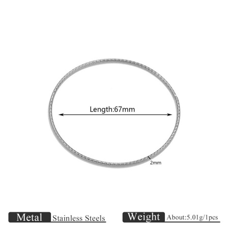 Picture of Wholesale 304 Stainless Steel Bangles Bracelets, Silver Tone Eco-friendly, Women's Simple Stylish Gift Jewelry Supply, 6.7cm Dia., 3 PCs