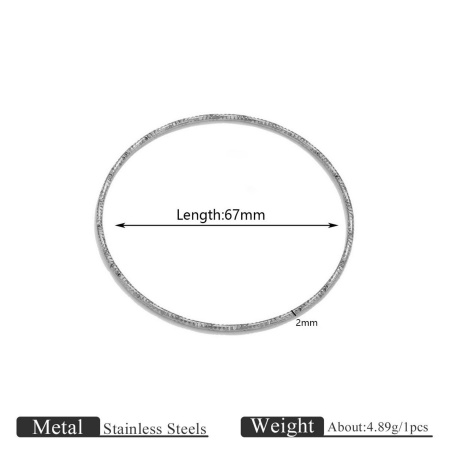 Picture of Wholesale 304 Stainless Steel Bangles Bracelets, Silver Tone Eco-friendly, Women's Simple Stylish Gift Jewelry Supply, 6.7cm Dia., 3 PCs