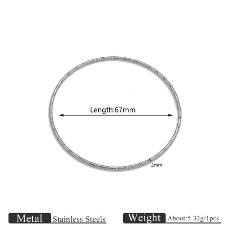 Picture of Wholesale 304 Stainless Steel Bangles Bracelets, Silver Tone Eco-friendly, Women's Simple Stylish Gift Jewelry Supply, 6.7cm Dia., 3 PCs