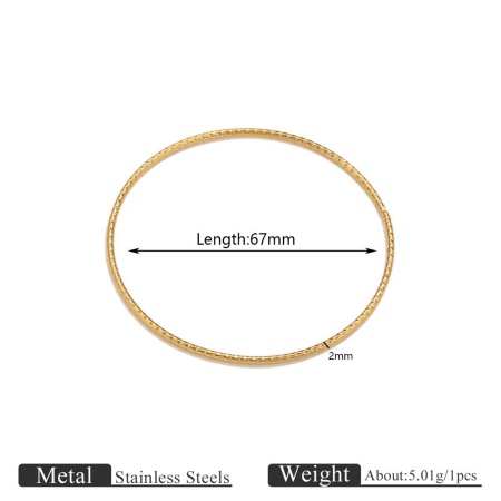 Picture of Wholesale 304 Stainless Steel Bangles Bracelets, 18K Gold Plated Eco-friendly PVD Vacuum Plating, Women's Simple Stylish Gift Jewelry Supply, 6.7cm Dia., 3 PCs
