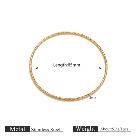 Picture of Wholesale 304 Stainless Steel Bangles Bracelets, 18K Gold Plated Eco-friendly PVD Vacuum Plating, Women's Simple Stylish Gift Jewelry Supply, 6.5cm Dia., 3 PCs