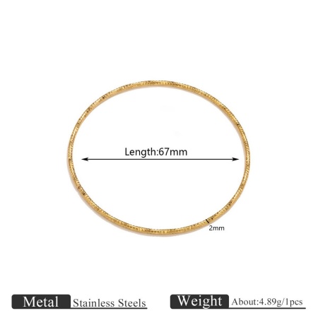Picture of Wholesale 304 Stainless Steel Bangles Bracelets, 18K Gold Plated Eco-friendly PVD Vacuum Plating, Women's Simple Stylish Gift Jewelry Supply, 6.7cm Dia., 3 PCs