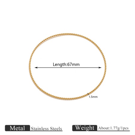 Picture of Wholesale 304 Stainless Steel Bangles Bracelets, 18K Gold Plated Eco-friendly PVD Vacuum Plating, Women's Simple Stylish Gift Jewelry Supply, 6.7cm Dia., 3 PCs