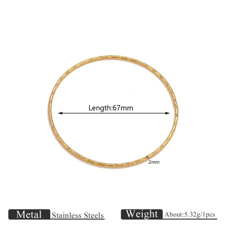 Picture of Wholesale 304 Stainless Steel Bangles Bracelets, 18K Gold Plated Eco-friendly PVD Vacuum Plating, Women's Simple Stylish Gift Jewelry Supply, 6.7cm Dia., 3 PCs