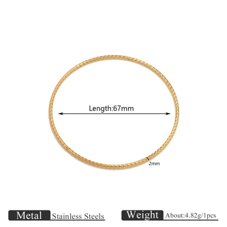 Picture of Wholesale 304 Stainless Steel Bangles Bracelets, 18K Gold Plated Eco-friendly PVD Vacuum Plating, Women's Simple Stylish Gift Jewelry Supply, 6.7cm Dia., 3 PCs