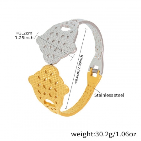 Picture of Wholesale Two Tone 304 Stainless Steel Bangles Bracelets, Silver Tone & 18K Gold Plated PVD Vacuum Plating, Women's Retro Stylish Gift Jewelry Supply, 6cm Dia., 1 Piece