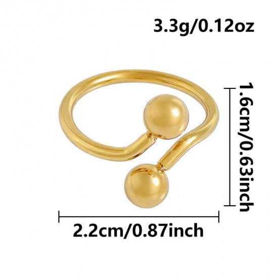 Picture of Wholesale Women's Gift Open Rings, 18K Gold Plated 304 Stainless Steel, Eco-friendly PVD Vacuum Plating Exquisite Stylish Jewelry Supply, 1 Piece