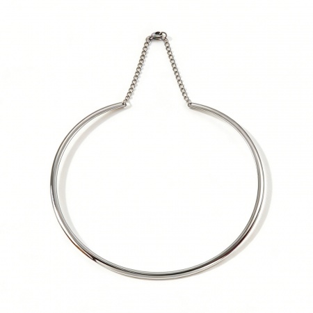 Immagine di Collana Girocollo All'Ingrosso, Tono Argento 304 Acciaio Inossidabile Donne Ecologico Semplice Minimalista Regalo Gioielli Per Rivenditore, 13.5cm Dia., 1 Pz
