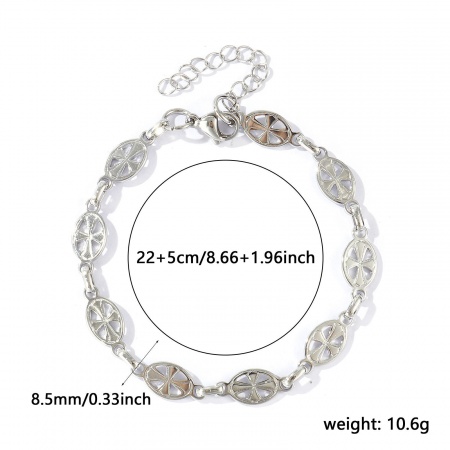 Bild von Großhandel Kreuz 304 Edelstahl Handgefertigte Gliederkette Fußketten, Silberfarbe Umweltfreundlich, Frauen Stilvoll Minimalistisch Geschenk Schmuckbedarf, 22cm + 5cm lang, Kettengröße: 8.5mm, 1 Strang