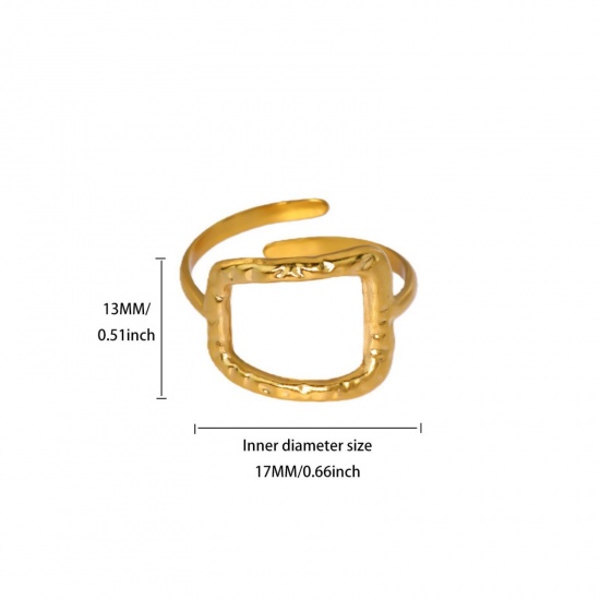 Picture of Wholesale Women's Gift Drawbench Open Adjustable Rings, 18K Gold Plated 304 Stainless Steel, Eco-friendly PVD Exquisite Stylish Jewelry Supply, 17mm(US Size 6.5), 1 Piece