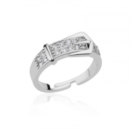 Image de Bagues En Gros Plaqué Platine en Laiton, aux Femmes Cadeau Boucle de Ceinture à Strass Transparent Ouvert Ajoustable Respectueux de la Nature Exquis À la Mode Fournitures de Bijoux 1 Pièce