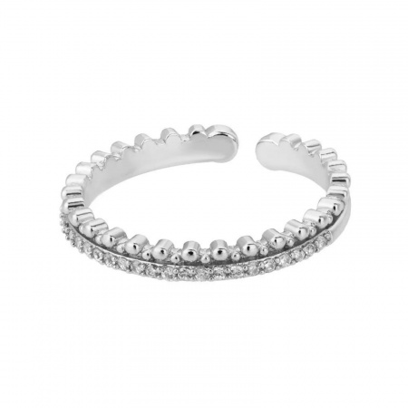 Image de Bagues En Gros Plaqué Platine en Laiton, aux Femmes Cadeau à Strass Transparent Ouvert Ajoustable Respectueux de la Nature Exquis À la Mode Fournitures de Bijoux 1 Pièce