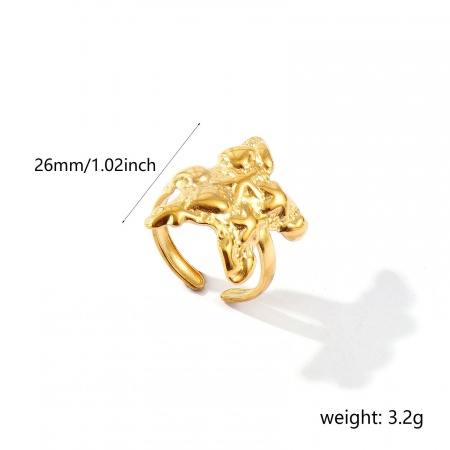 Picture of Wholesale Women's Gift Starfish Open Adjustable Rings, 18K Gold Plated 304 Stainless Steel, Eco-friendly PVD Ocean Jewelry Stylish Jewelry Supply, 17.3mm(US Size 7), 1 Piece