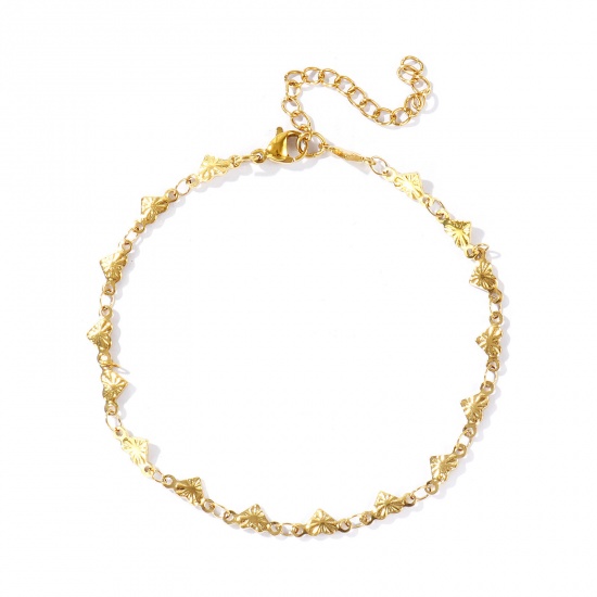 Picture of Wholesale 304 Stainless Steel Handmade Link Chain Anklet, 18K Real Gold Plated Eco-friendly PVD Anti-Tarnish Hypoallergenic, Women's Stylish Simple & Casual Gift Jewelry Supply, 21cm(8.3") + 5cm(2") long, 1 Piece