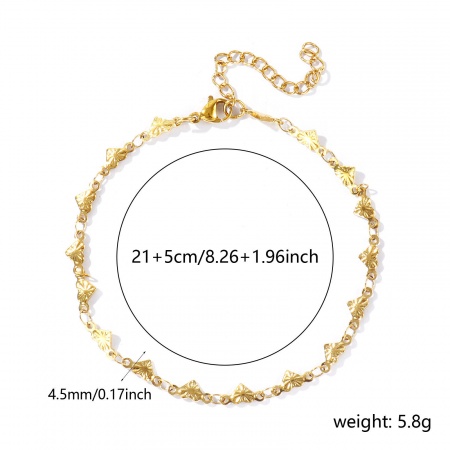 Bild von Großhandel 304 Edelstahl Handgefertigte Gliederkette Fußketten, 18K Echtgold plattiert Umweltfreundlich PVD Anti-Anlauf Hypoallergen, Frauen Stilvoll Einfach und lässig Geschenk Schmuckbedarf, 21cm + 5cm lang, 1 Strang