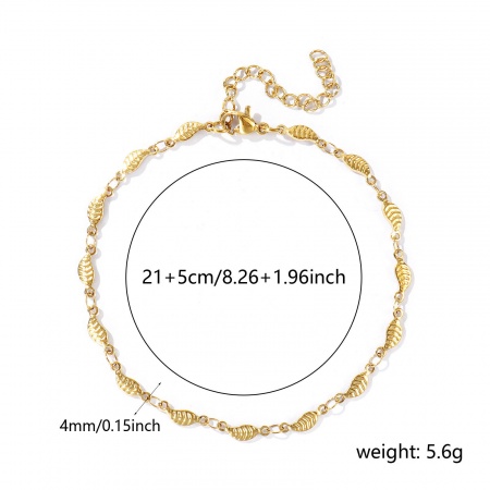 Bild von Großhandel 304 Edelstahl Handgefertigte Gliederkette Fußketten, 18K Echtgold plattiert Umweltfreundlich PVD Anti-Anlauf Hypoallergen, Frauen Stilvoll Einfach und lässig Geschenk Schmuckbedarf, 21cm + 5cm lang, 1 Strang