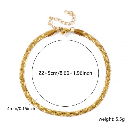 Bild von Großhandel Welle 304 Edelstahl Flache Schlangenkette Fußketten, 18K Echtgold plattiert Umweltfreundliche PVD Wasserdicht Anlaufgeschützt Hypoallergen, Frauen Lässig Elegant Geschenk Schmuckbedarf, 22cm + 5cm lang, Kettengröße: 4mm, 1 Strang