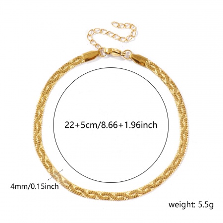 Bild von Großhandel Welle 304 Edelstahl Flache Schlangenkette Fußketten, 18K Echtgold plattiert Umweltfreundliche PVD Wasserdicht Anlaufgeschützt Hypoallergen, Frauen Lässig Elegant Geschenk Schmuckbedarf, 22cm + 5cm lang, Kettengröße: 4mm, 1 Strang