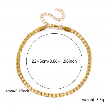 Bild von Großhandel Streifen 304 Edelstahl Flache Schlangenkette Fußketten, 18K Echtgold plattiert Umweltfreundliche PVD Wasserdicht Anlaufgeschützt Hypoallergen, Frauen Lässig Elegant Geschenk Schmuckbedarf, 22cm + 5cm lang, Kettengröße: 4mm, 1 Strang