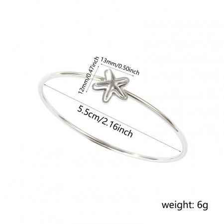 Immagine di Stella Marina 304 Acciaio Inossidabile Braccialetto All'Ingrosso, Tono Argento Donne Classico Minimalista Regalo Fornitura di Gioielli, 19cm Lunghezza, 1 Pz