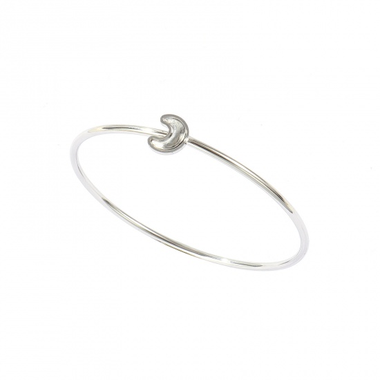Immagine di Luna 304 Acciaio Inossidabile Braccialetto All'Ingrosso, Tono Argento Donne Classico Minimalista Regalo Fornitura di Gioielli, 19cm Lunghezza, 1 Pz