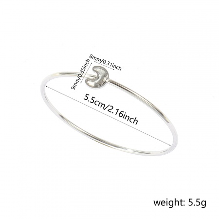 Immagine di Luna 304 Acciaio Inossidabile Braccialetto All'Ingrosso, Tono Argento Donne Classico Minimalista Regalo Fornitura di Gioielli, 19cm Lunghezza, 1 Pz