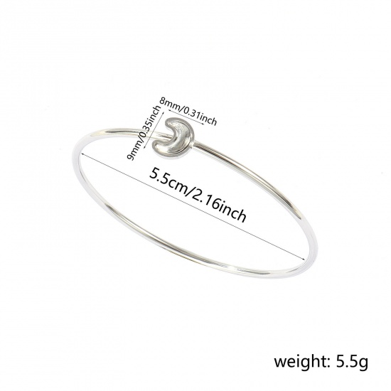 Immagine di Luna 304 Acciaio Inossidabile Braccialetto All'Ingrosso, Tono Argento Donne Classico Minimalista Regalo Fornitura di Gioielli, 19cm Lunghezza, 1 Pz