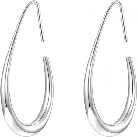 Imagen de Exquisito Elegante Pendientes de Aro Al Por Mayor, Gota Tono de Plata 304 Acero Inoxidable, Mujeres Respetuoso del Medio Ambiente Regalo Suministro de Joyería, 20mm x 15mm, 2 Unidades