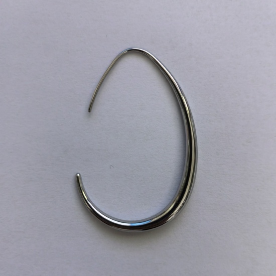 Picture of Wholesale Exquisite Stylish Hoop Earrings, Drop Silver Tone 304 Stainless Steel, Women's Eco-friendly Gift Jewelry Supply, 47mm x 30mm, 2 PCs