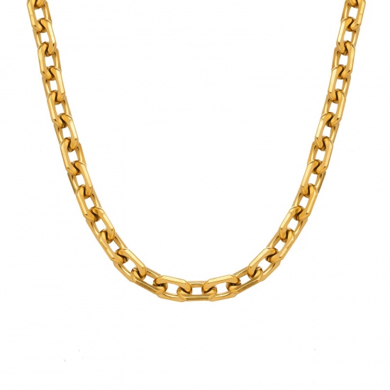 Immagine di Collana All'Ingrosso, Catena a Cavo Placcato Oro 18K 304 Acciaio Inossidabile, Donne PVD Ecologica Elegante Minimalista Regalo Gioielli Per Rivenditore, 40cm + 5cm Lunghezza, Dimensione della Catena: 6.5mm, 1 Pz