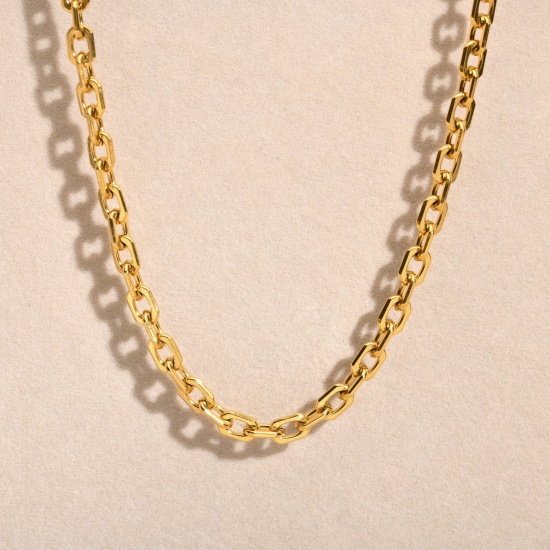 Immagine di Collana All'Ingrosso, Catena a Cavo Placcato Oro 18K 304 Acciaio Inossidabile, Donne PVD Ecologica Elegante Minimalista Regalo Gioielli Per Rivenditore, 40cm + 5cm Lunghezza, Dimensione della Catena: 6.5mm, 1 Pz