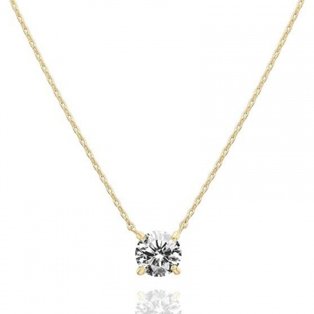 Picture of Wholesale Round Clear Rhinestone Pendant Charm Necklace, 18K Gold Plated 304 Stainless Steel Women's Eco-friendly PVD Exquisite Stylish Gift Jewelry For Retailer, 40cm(15.7") + 5cm(2") long, 1 Piece