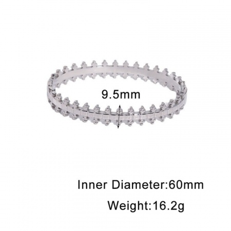 Picture of Wholesale 304 Stainless Steel Open Cuff Bangles Bracelets, Silver Tone Eco-friendly, Women's Punk Stylish Gift Jewelry Supply, 6cm Dia., 1 Piece