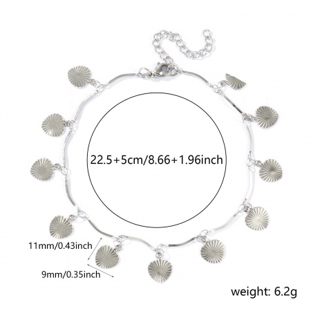 Bild von Großhandel Herz 304 Edelstahl Handgefertigte Gliederkette Station Fußkettchen, Silberfarbe Frauen Einfach Süß Geschenk Schmuckbedarf, 22cm + 5cm lang, 1 Strang