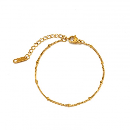 Picture of Wholesale 304 Stainless Steel Curb Link Chain Bracelets, 18K Gold Plated PVD, Unisex Simple Stylish Gift Jewelry Supply, 16cm(6.3") + 5cm(2") long, 1 Piece