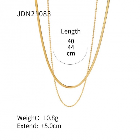 Picture of Wholesale Multilayer Layered Necklace, 18K Gold Plated 304 Stainless Steel Women's Ins Style Minimalist Gift Jewelry For Retailer, 44cm(17.3") + 5cm(2") long, 1 Piece